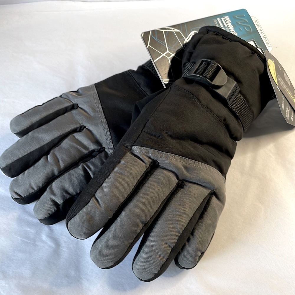Aqua proof gloves winter proof black‎ and gray size medium touchscreen capable